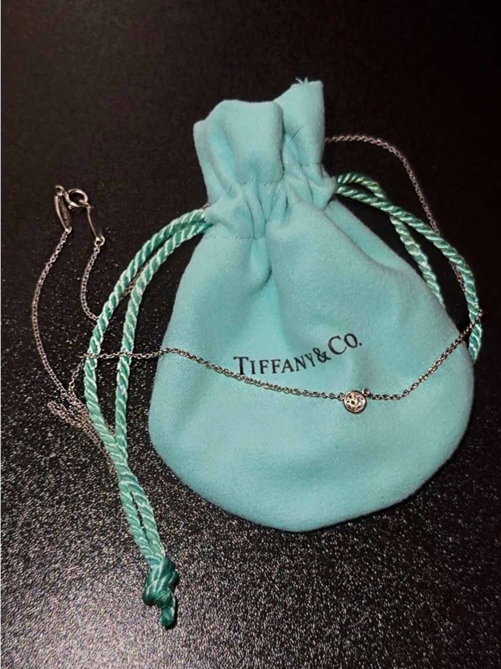 Tiffany & Co. Elsa Peretti Diamonds by the Yard Platinum Necklace .08ct 16”